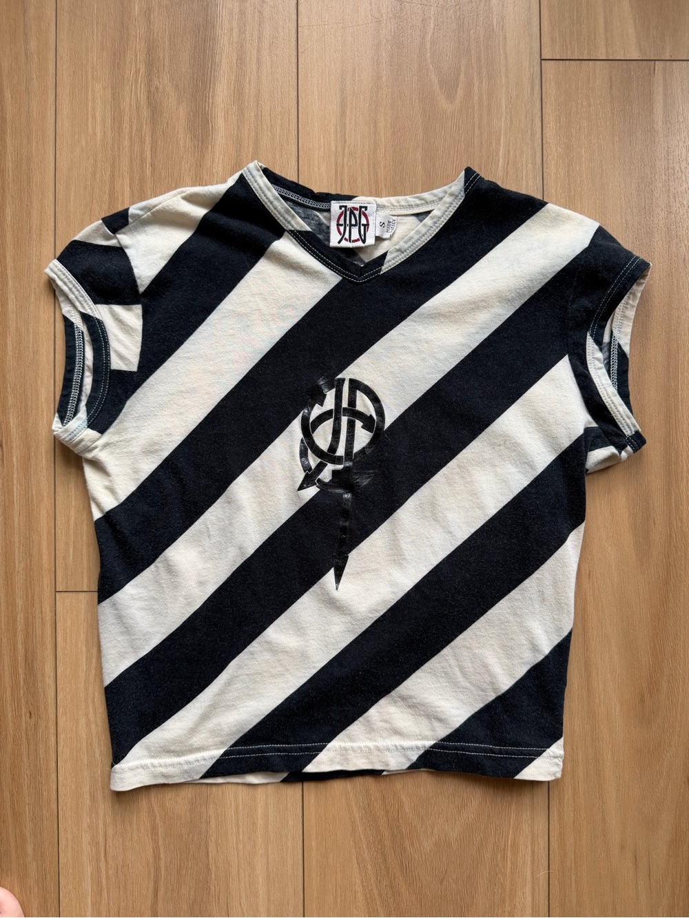 Vintage off-white-and-black John Paul Gaultier crop top - Picture 2 of 6